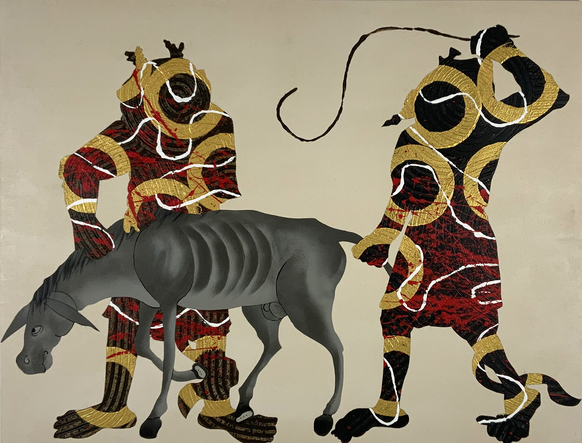 A painting of demons leading a sick donkey from The Black Pen Project