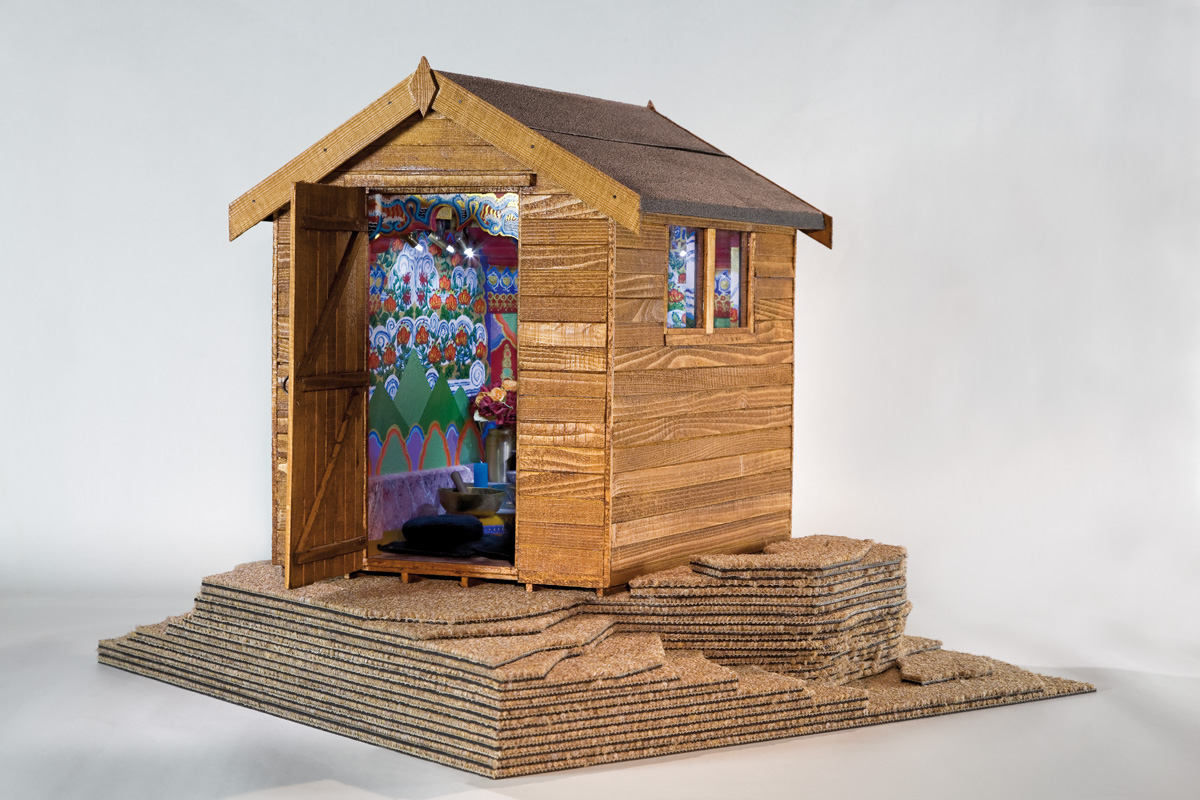 Exterior view of the Buddhist shed from Deities At The Bottom Of The Garden