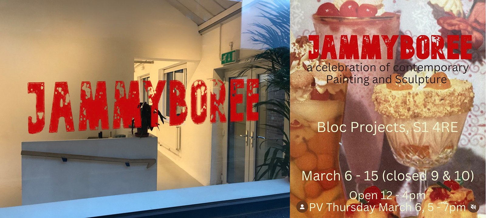 Flyer for Jammyboree, a group exhibition including Richard Bartle at Bloc Projects, Sheffield