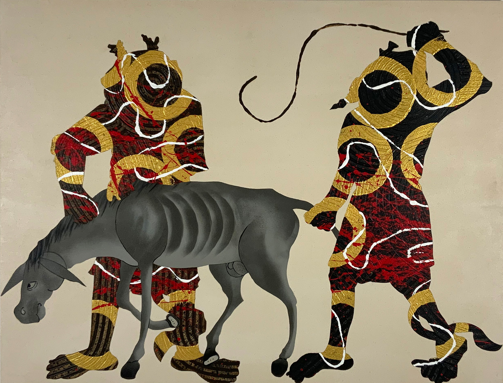 A painting of demons leading a sick donkey from The Black Pen Project