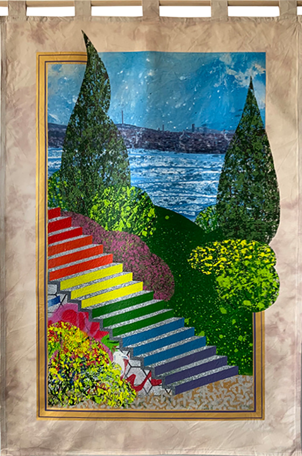 A painting of the steps at Batarya Street, Istanbul, from The Book of Streets